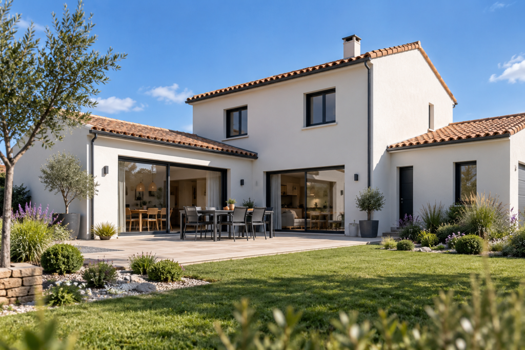 Construction de maison traditionnelle avec toiture en tuiles en Vendée